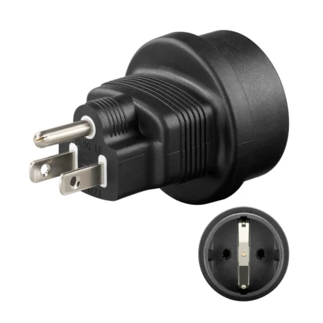 Adapter podróżny Goobay 45354, USA złącze 3-pin z uziemieniem, Polska ↔ USA - czarny