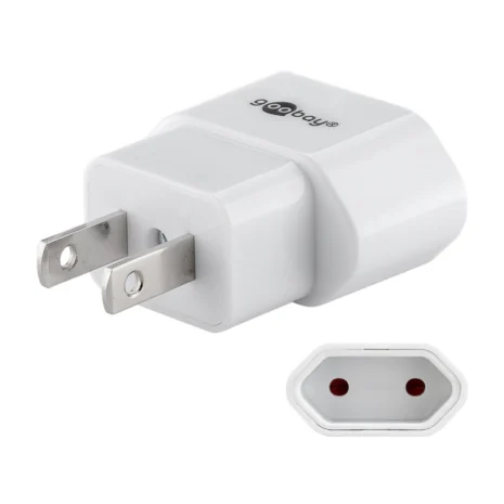 Goobay Adapter podróżny Polska ↔ USA / Kanada / Japonia – wersja 2-pin (bez uziemienia), biały