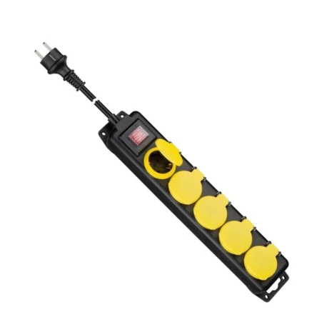 Listwa zasilająca z wyłącznikiem - 5 gniazdek, bryzgoszczelna, 3 m