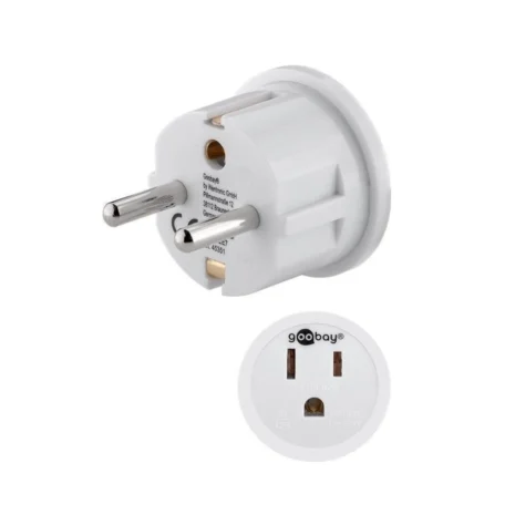 Adapter podróżny Polska → USA / Kanada / Japonia – gniazdo amerykańskie 3-pin z uziemieniem (kod 45355, biały)