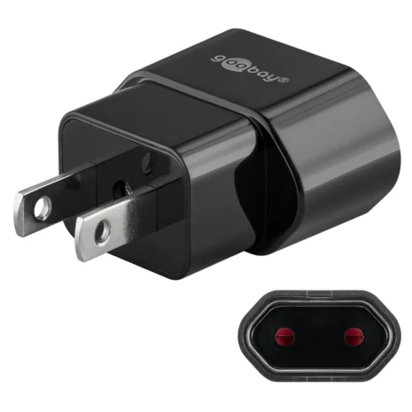 Goobay Adapter podróżny Polska - USA / Kanada / Japonia – wersja 2-pin (bez uziemienia), czarny