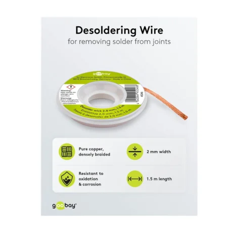 Plecionka rozlutowująca miedziana do usuwania cyny - 2 mm x 1,5 m