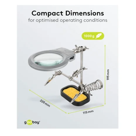 Uchwyt lutowniczy "trzecia ręka" z lupą 4x - stabilny przyrząd montażowy
