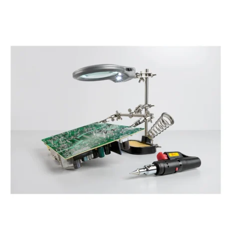 Uchwyt lutowniczy "trzecia ręka" z lupą 4x - stabilny przyrząd montażowy