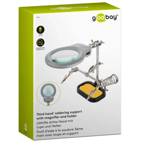 Uchwyt lutowniczy "trzecia ręka" z lupą 4x - stabilny przyrząd montażowy