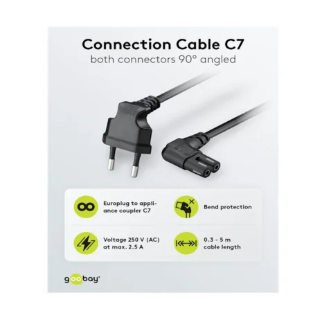 Przewód sieciowy 230V 2 m kątowy – kabel zasilający IEC C13 z wtykiem kątowym