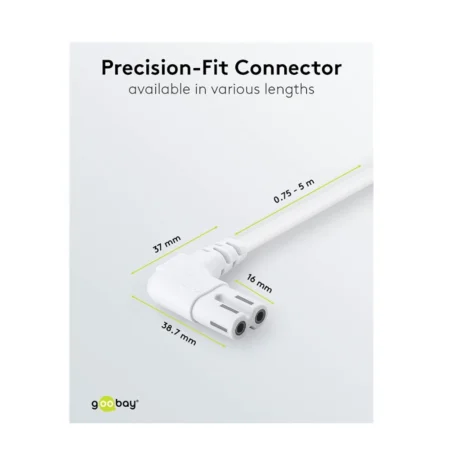 Przewód sieciowy 230V 2 m kątowy, biały – kabel zasilający IEC C13 z wtykiem kątowym