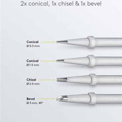 Zestaw grotów lutowniczych do stacji AP2 – końcówki ceramiczne odporne na korozje i wysokie temperatury - 4 szt
