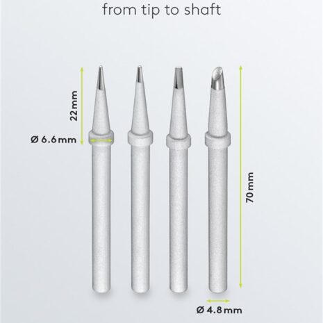 Zestaw grotów lutowniczych do stacji AP2 – końcówki ceramiczne odporne na korozje i wysokie temperatury - 4 szt